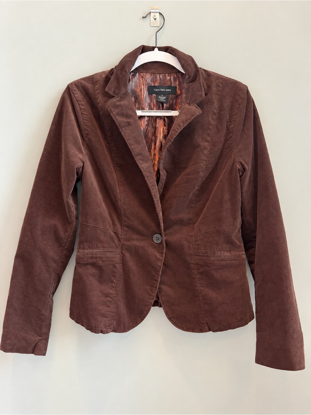 CALVIN KLEIN JEANS Brown Corduroy Blazer Jacket Single Breasted M